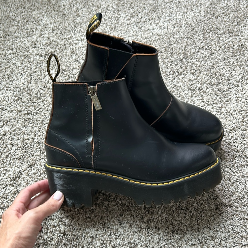 Dr Martens black boots with heal. Size 8.